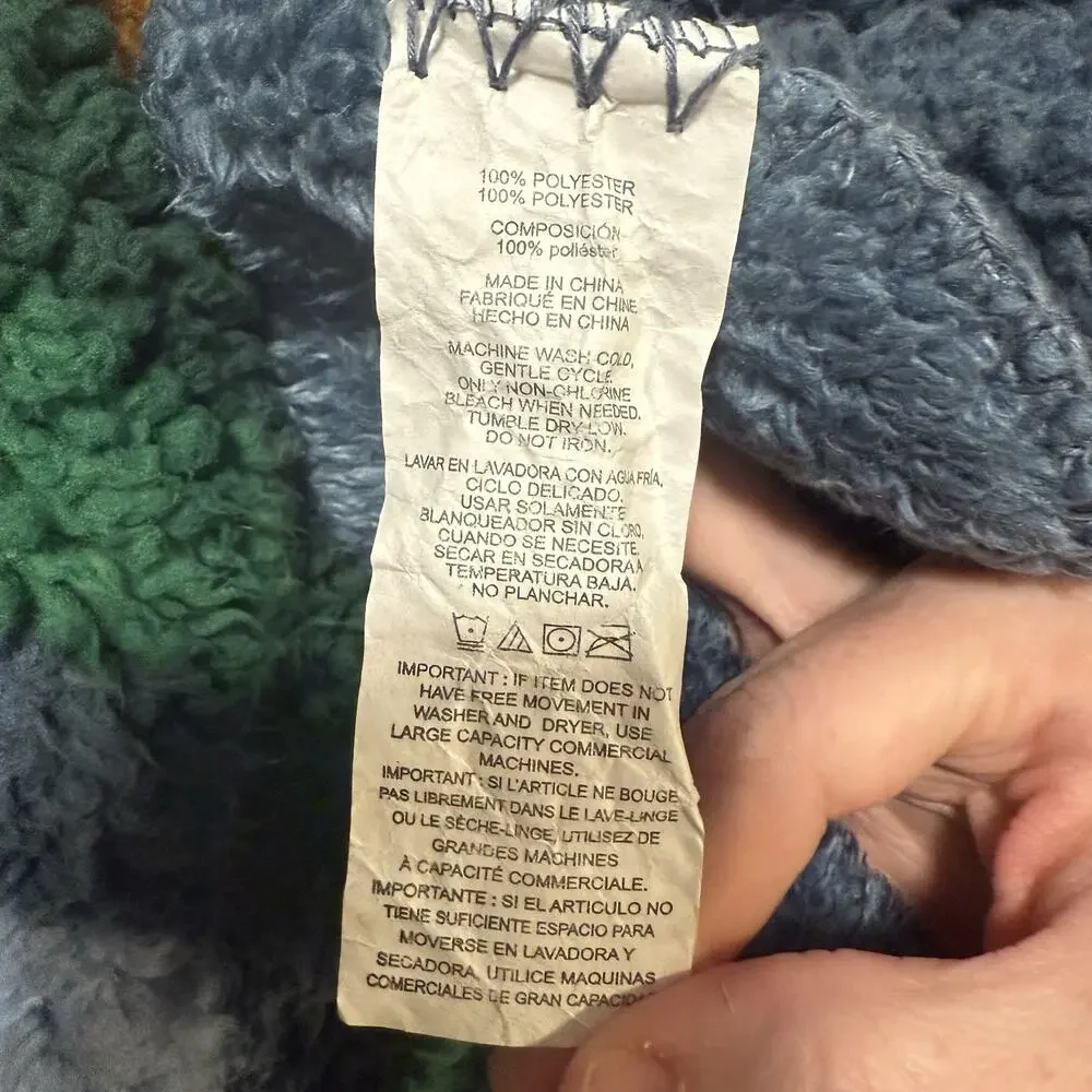 PENDLETON Crater National Park SHERPA Blue Stripe Blanket Comforter 92x102 KING